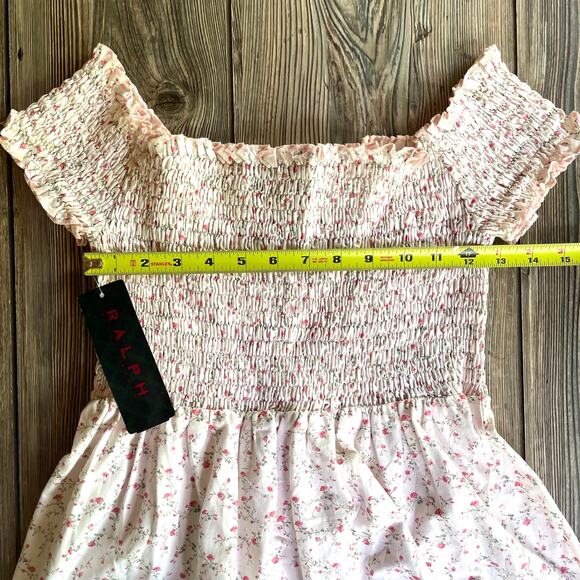 Ralph Lauren Dress Pink Ditzy Floral Print Smocked Girls SZ L C101557 - Picture 5 of 6